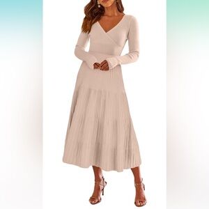 ANRABESS Womens Wrap Midi Sweater Dress